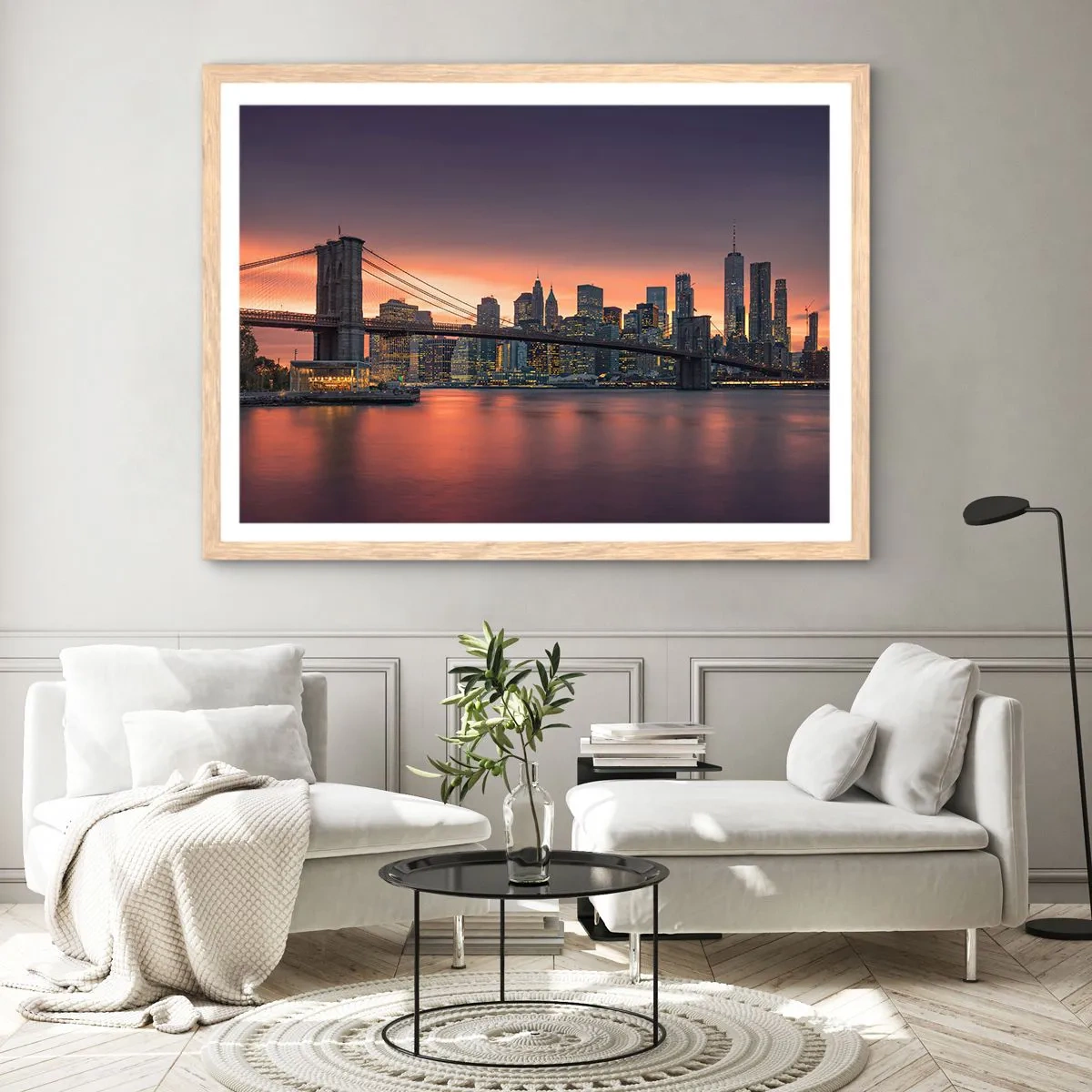 Pôster com moldura de carvalho claro - Imersa no silêncio lilás - 50x40 cm