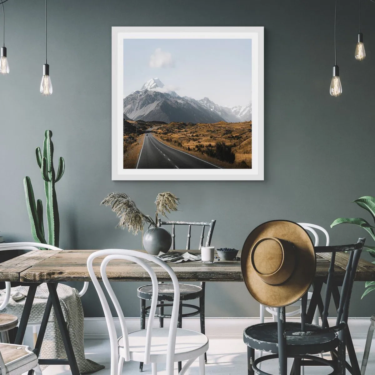 Pôster em moldura branca - O caminho para o coração das montanhas - 60x60 cm