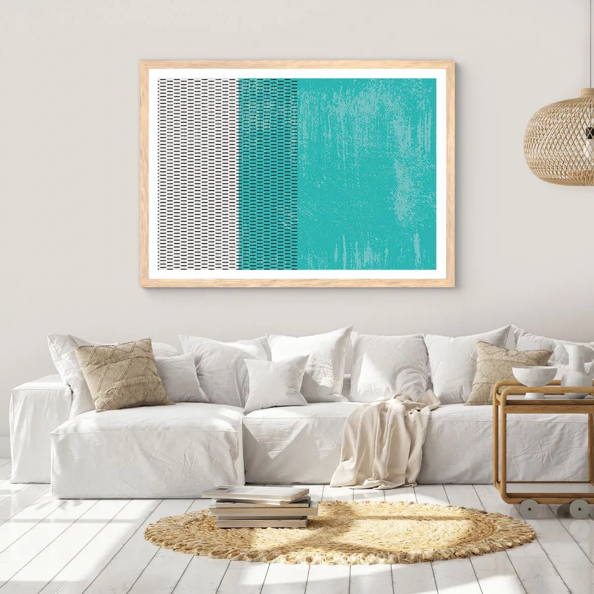 Pôster com moldura de carvalho claro - Composição equilibrada - 91x61 cm