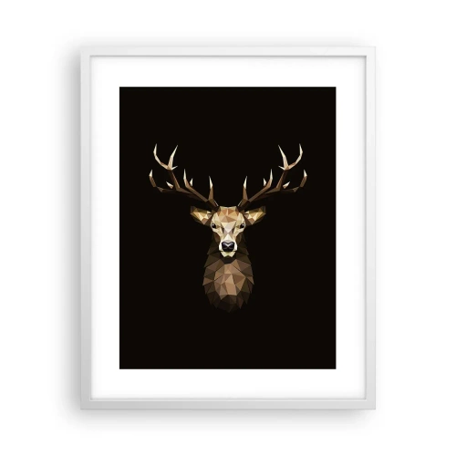 Pôster em moldura branca - Veado cubista - 40x50 cm