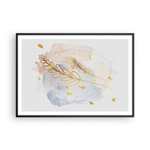 Pôster com moldura preta - Explosão dourada - 100x70 cm