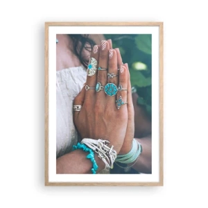 Pôster com moldura de carvalho claro - Bem-vindo ao centro do ser - 50x70 cm