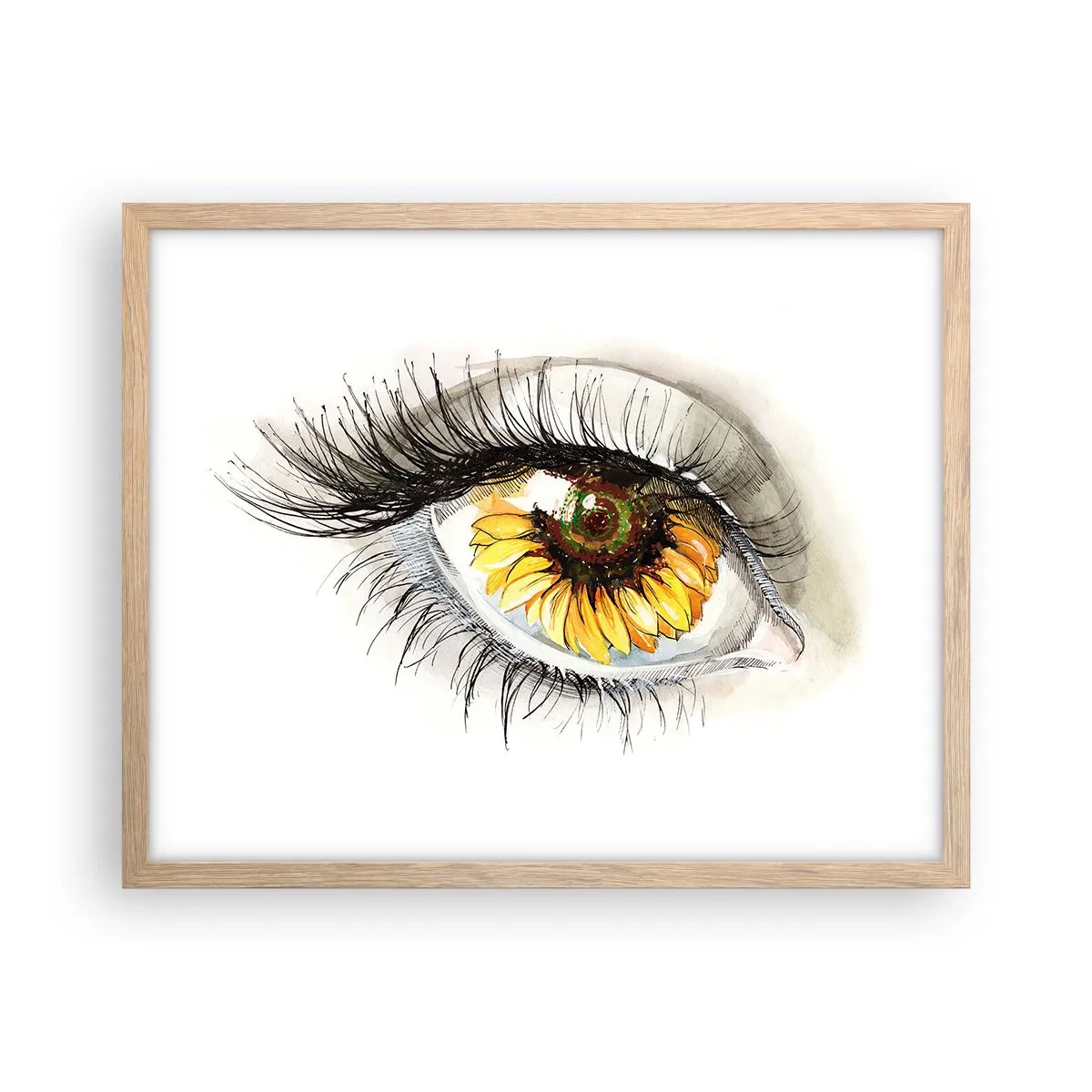 Pôster com moldura de carvalho claro - Um olhar tão quente como o verão - 50x40 cm
