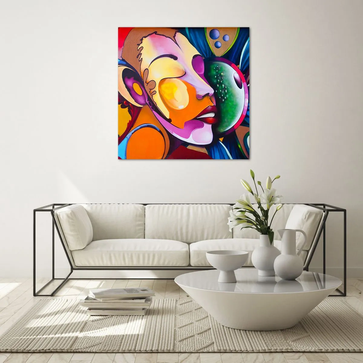 Quadro em vidro - Toque de cor - 40x40 cm