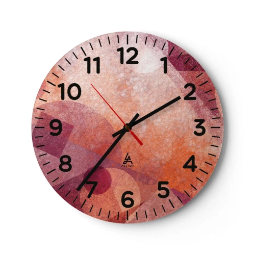 Relógio de parede - Relógio em vidro - Transformações geométricas em rosa - 40x40 cm