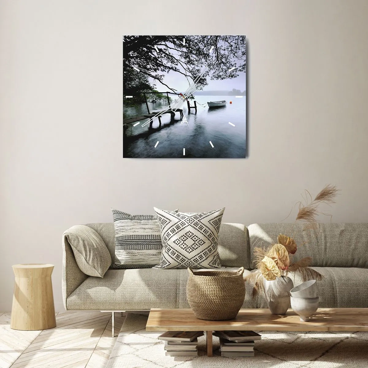 Relógio de parede - Relógio em vidro - Descanso imediato - 30x30 cm