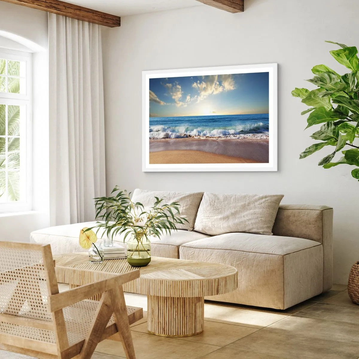 Pôster em moldura branca - Movimento e quietude ao mesmo tempo - 100x70 cm