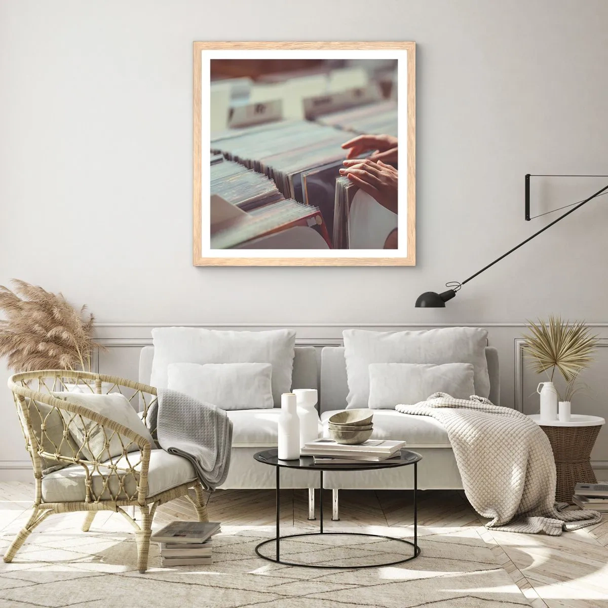 Pôster com moldura de carvalho claro - Em busca de emoções - 40x40 cm