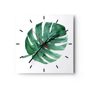 Relógio de parede - Relógio em vidro - Conceito verde - 30x30 cm