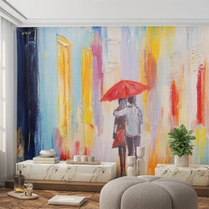 Papel de Parede Premium Sand - Que continue a chover - Casal de namorados, Pessoas, Abstração - 100x70 cm