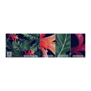 Amostra de papel de parede Premium Sand - Queimar em verde - Flores, Planta tropical, Folhas de palmeira - 100x30 cm