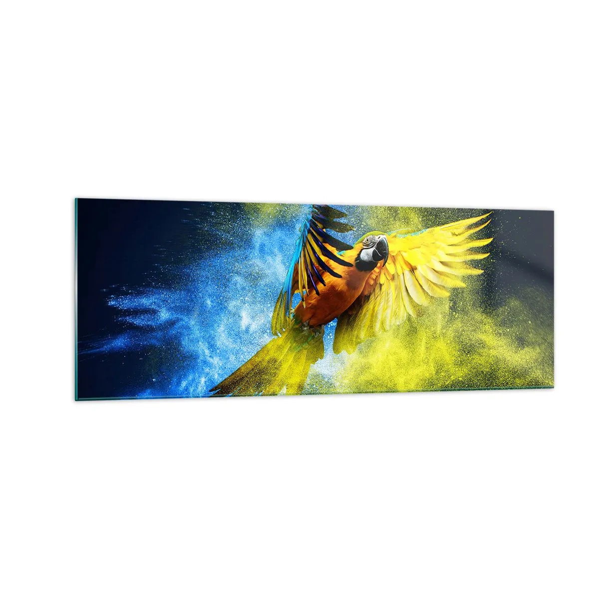 Quadro em vidro - Em pó azul-dourado - 140x50 cm