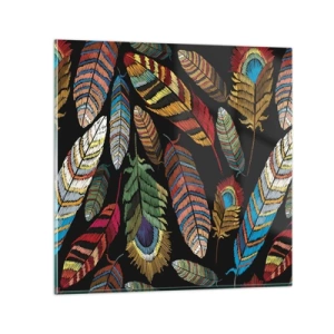 Quadro em vidro - O carnaval dos pássaros - 40x40 cm