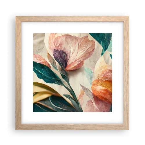 Pôster com moldura de carvalho claro - Flores das ilhas do sul - 30x30 cm