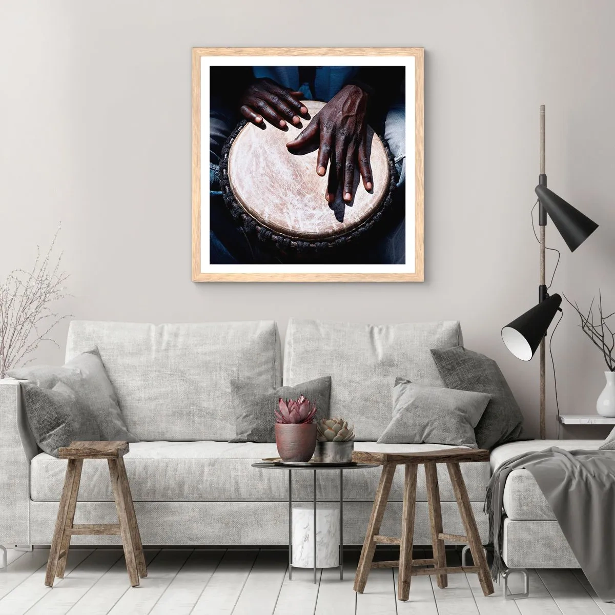 Pôster com moldura de carvalho claro - Viva no seu próprio ritmo - 50x50 cm