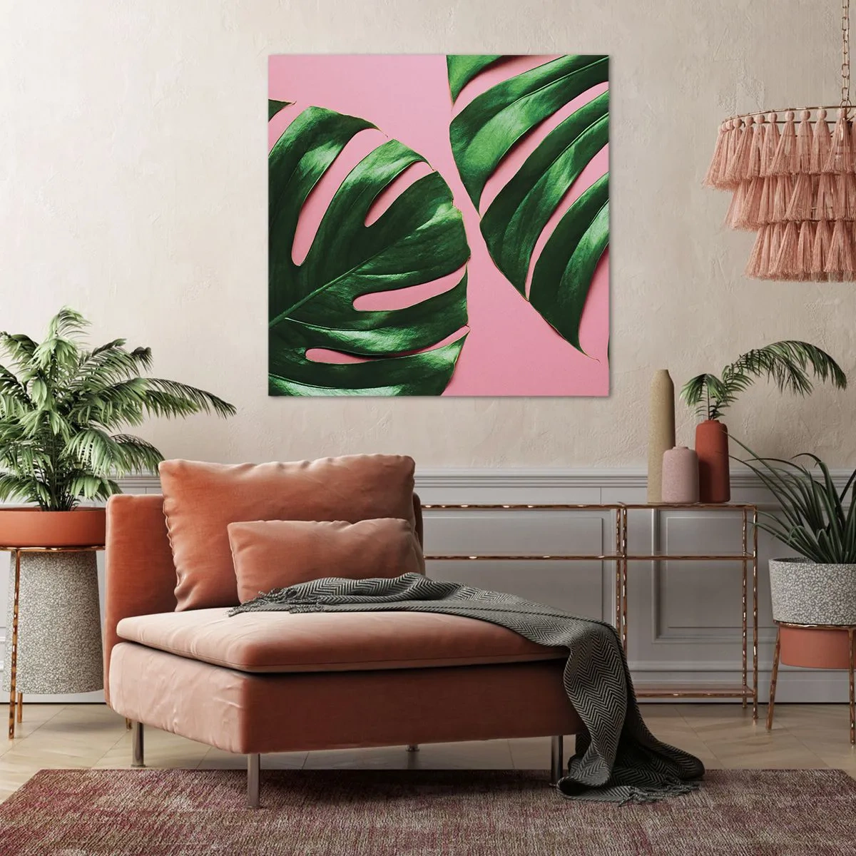 Quadro em tela - Encontro verde - 60x60 cm