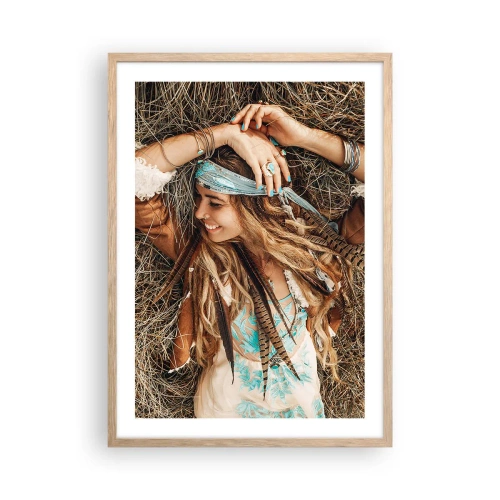 Pôster com moldura de carvalho claro - A caminho do verão do amor - 50x70 cm