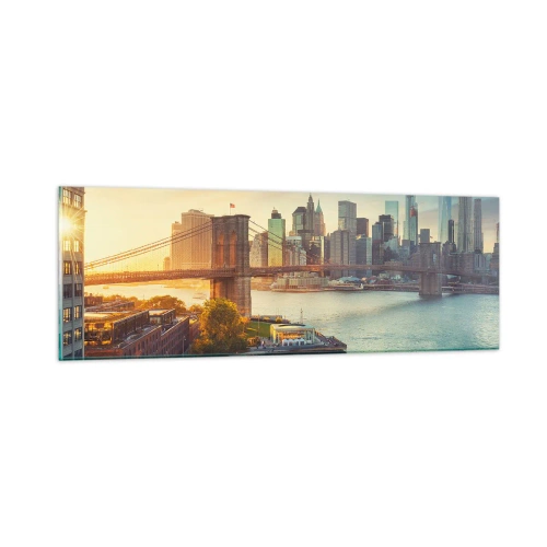 Quadro em vidro - O amanhecer da cidade grande - 90x30 cm