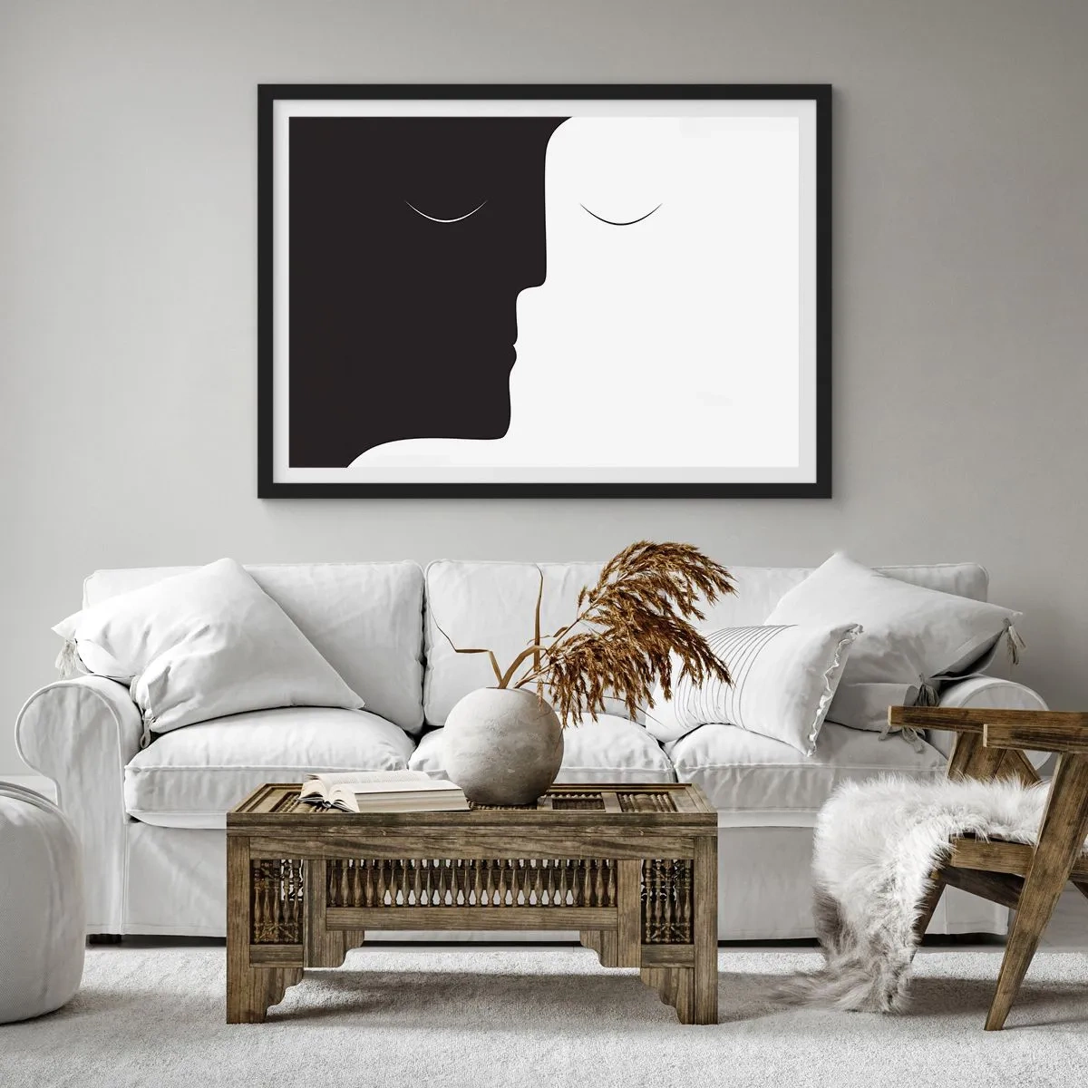 Pôster com moldura preta - Unidade de opostos - 91x61 cm