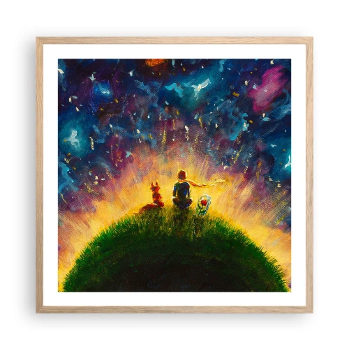 Pôster com moldura de carvalho claro - Amor e amizade - o mundo inteiro - 60x60 cm