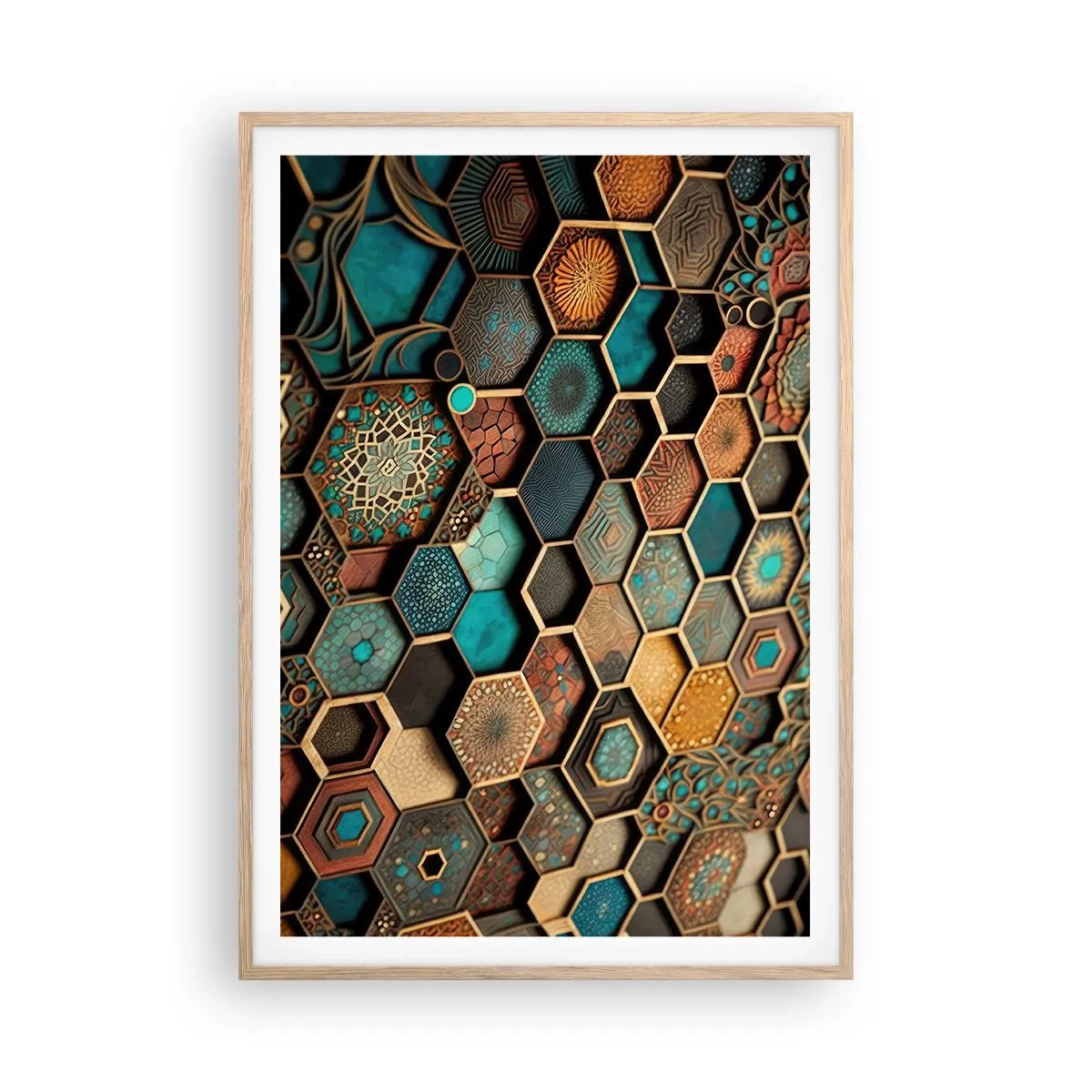Pôster com moldura de carvalho claro - Ornamentos árabes – variação - 70x100 cm