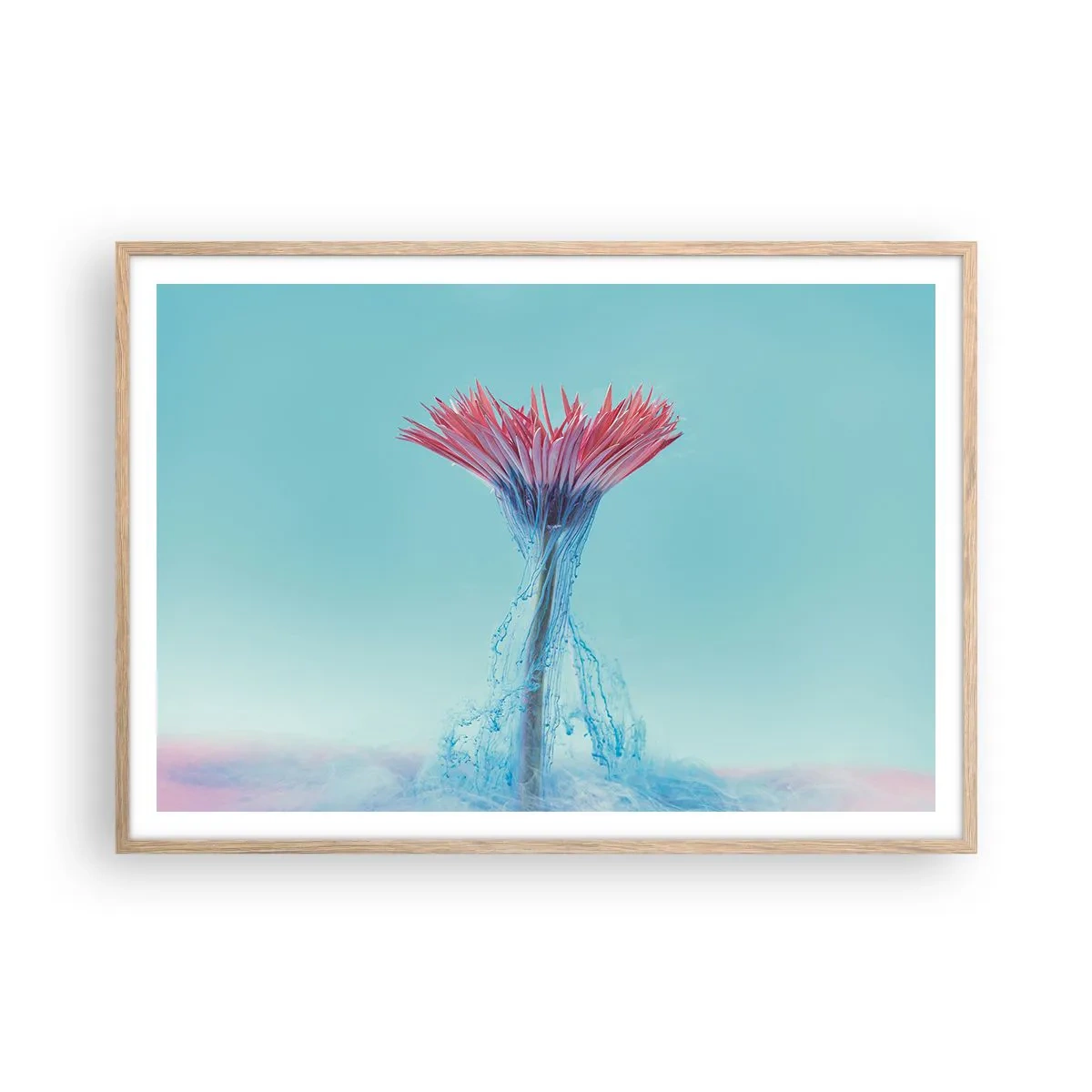 Pôster com moldura de carvalho claro - Num abraço revigorante - 100x70 cm