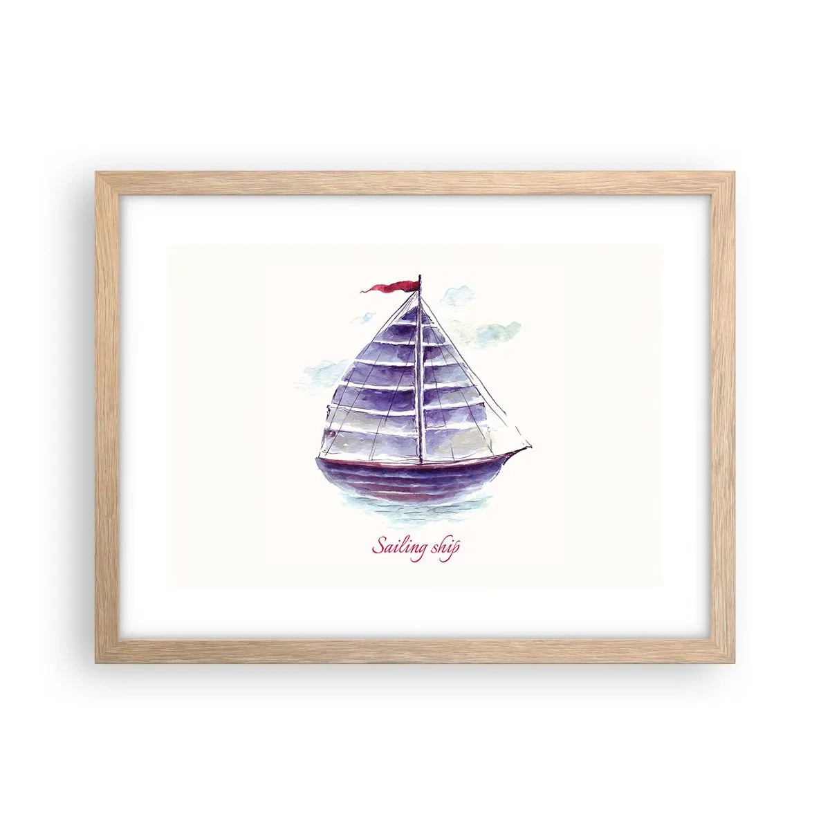 Pôster com moldura de carvalho claro - Cheio de velas e águas calmas - 40x30 cm