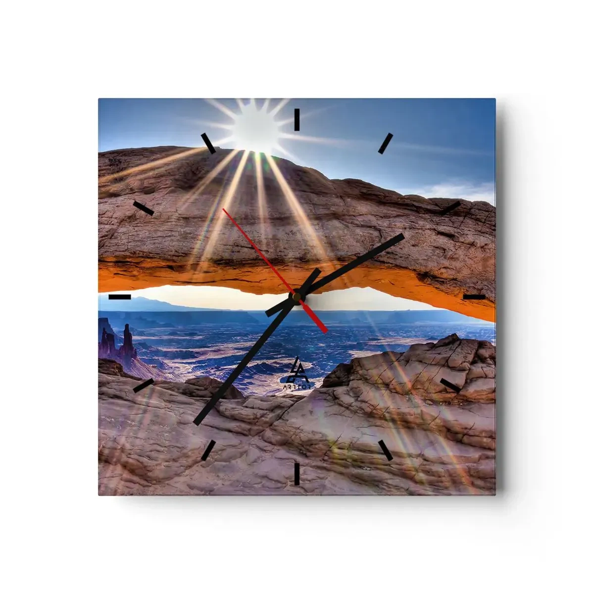 Relógio de parede - Relógio em vidro - Através do portão de pedra - 40x40 cm