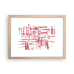 Pôster com moldura de carvalho claro - Cidade Vermelha - 40x30 cm