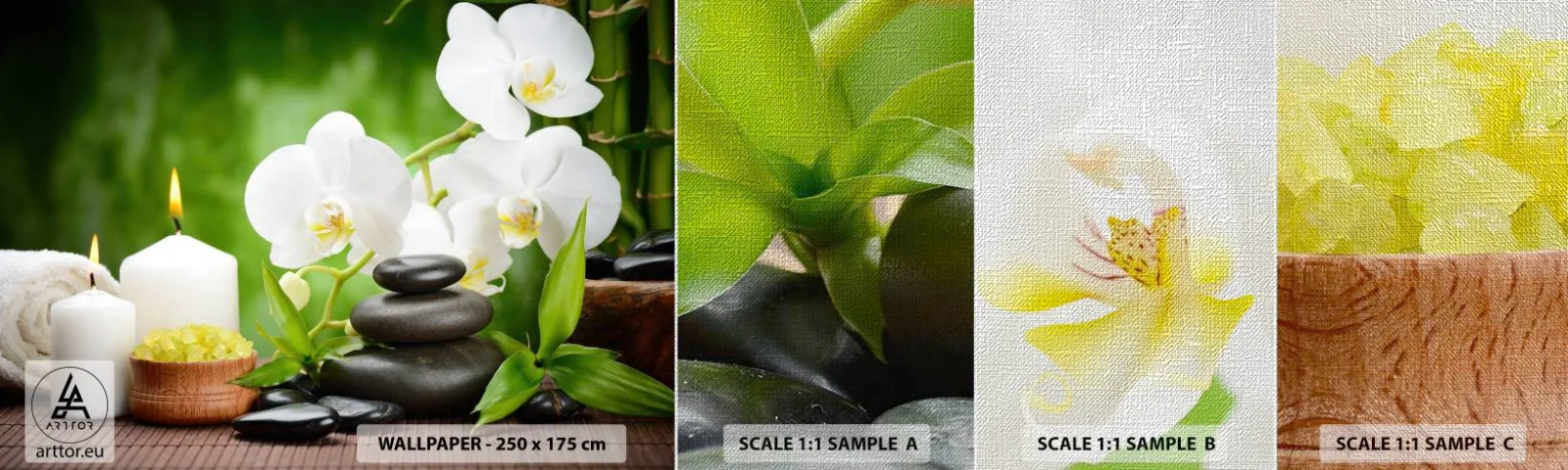 Amostra de papel de parede Premium Canvas - Um toque perfumado, floral e suave - Flores, Orquídea, Orquídea - 100x30 cm