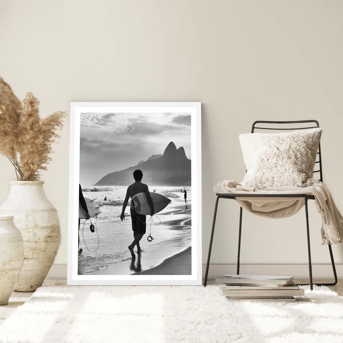 Pôster em moldura branca - Samba para uma onda - 50x70 cm