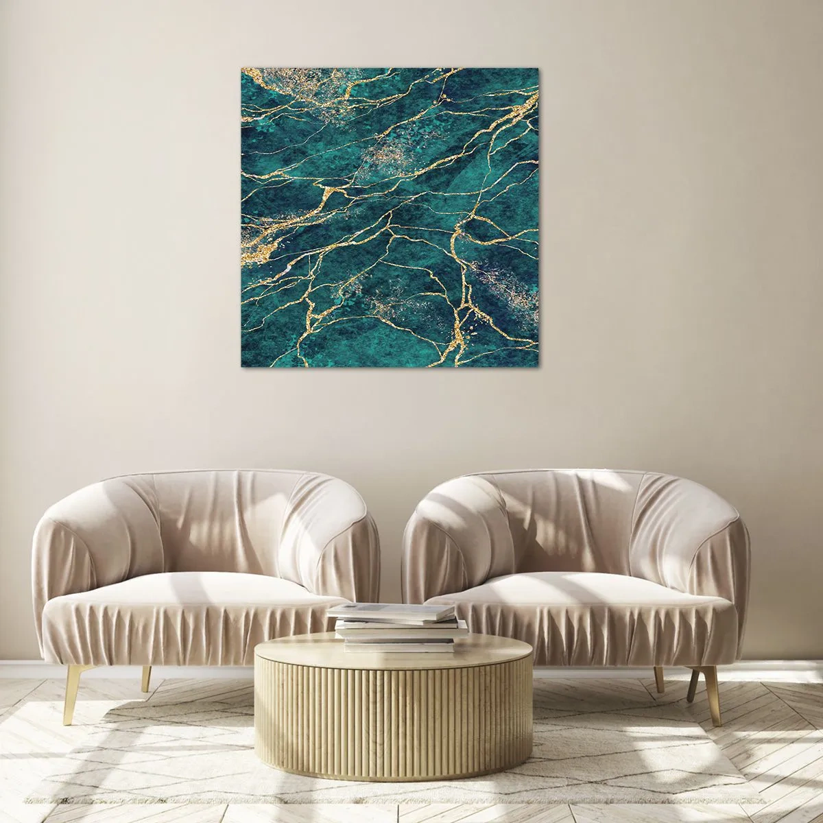 Quadro em vidro - Veia dourada - 60x60 cm