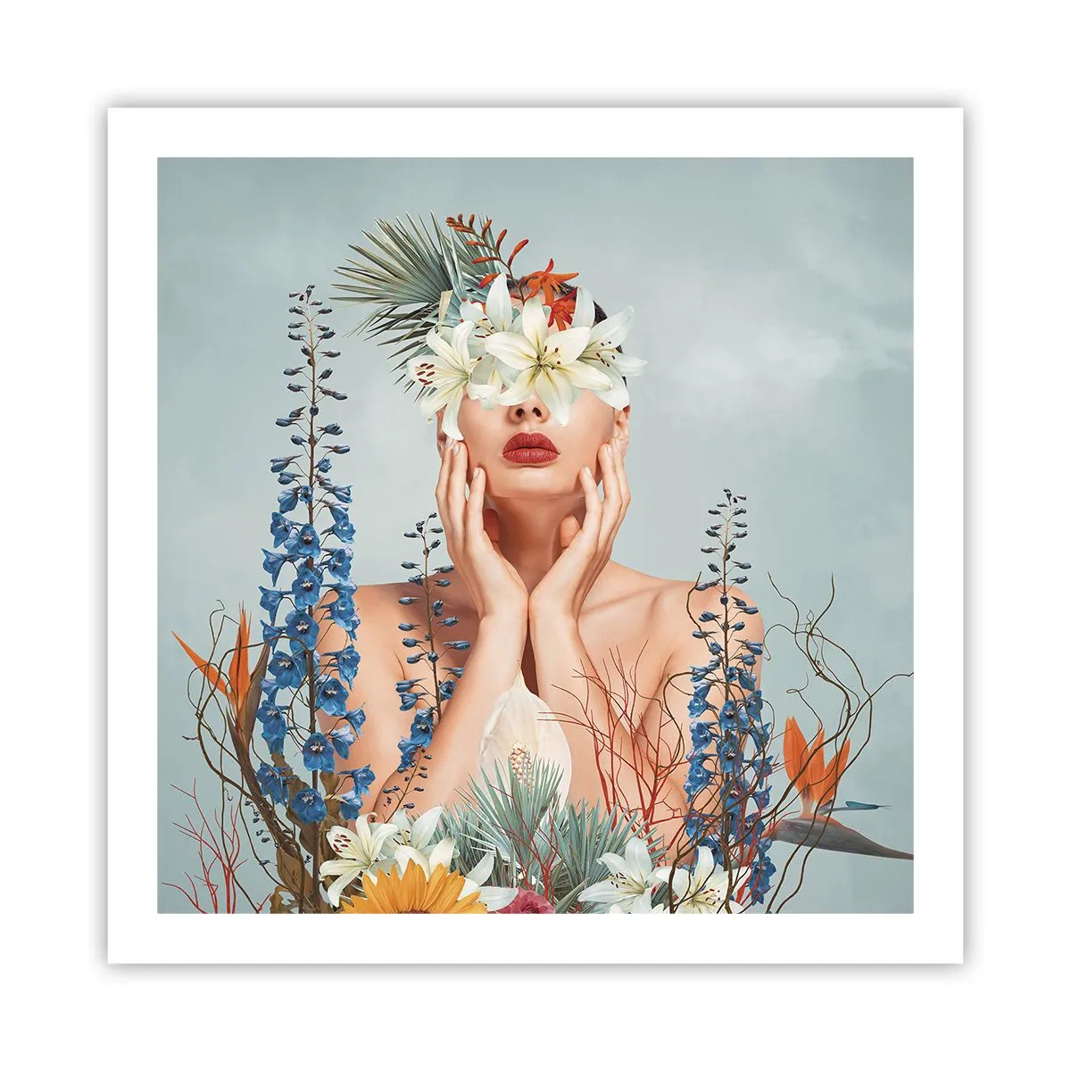 Pôster - Mulher – flor - 60x60 cm
