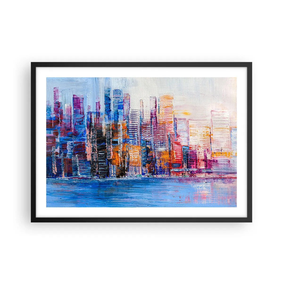 Pôster com moldura preta - Metrópole alegre - 70x50 cm