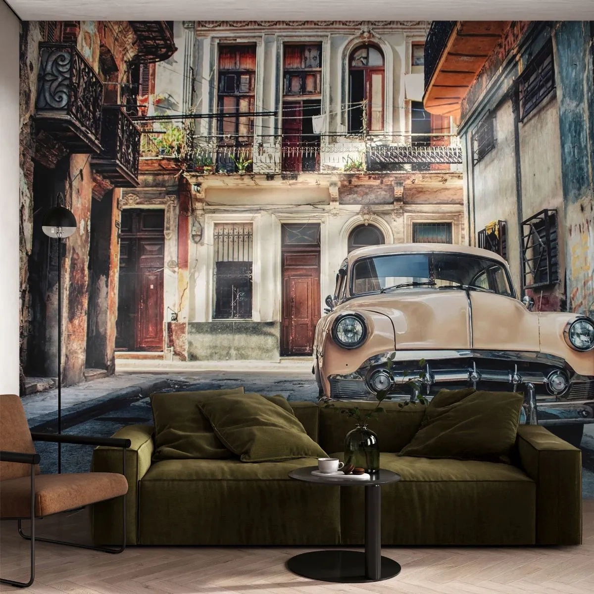 Papel de Parede Standard Eco - Siesta em Havana - Carro antigo, Arquitetura, Cidade - 350x256 cm