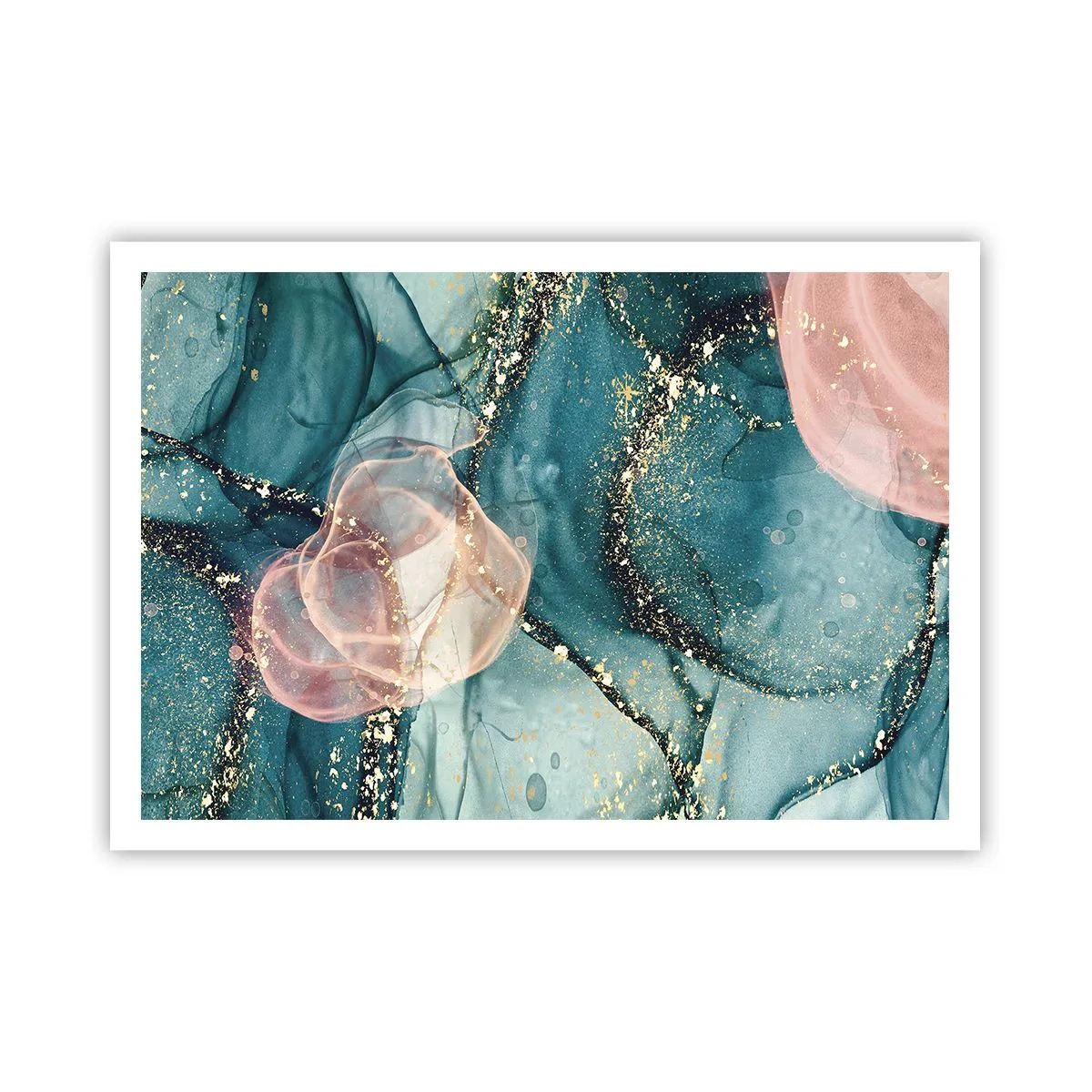 Pôster - Azul seda, rosa tule - 100x70 cm
