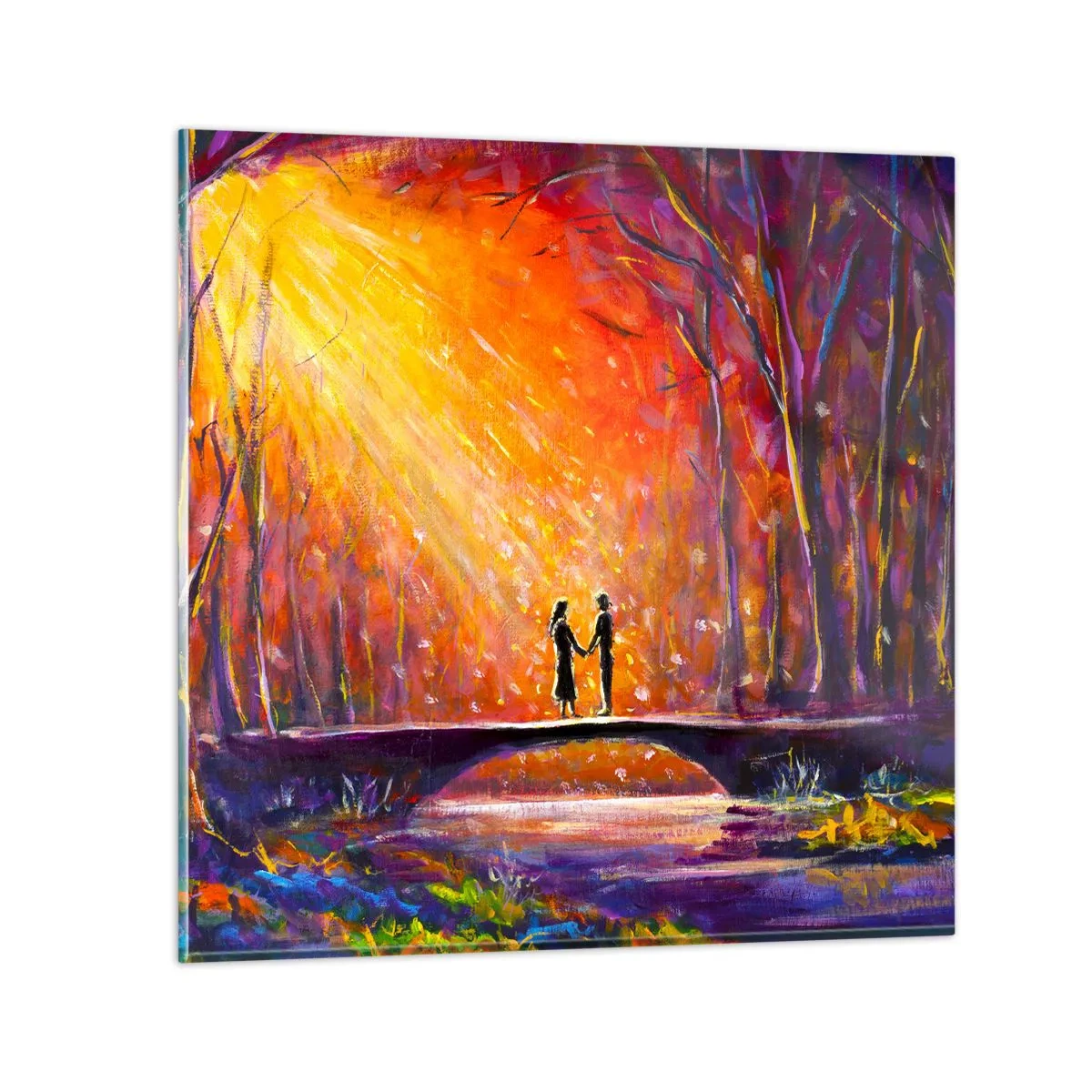 Quadro em vidro - O céu também os ama - 30x30 cm