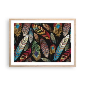 Pôster com moldura de carvalho claro - O carnaval dos pássaros - 70x50 cm