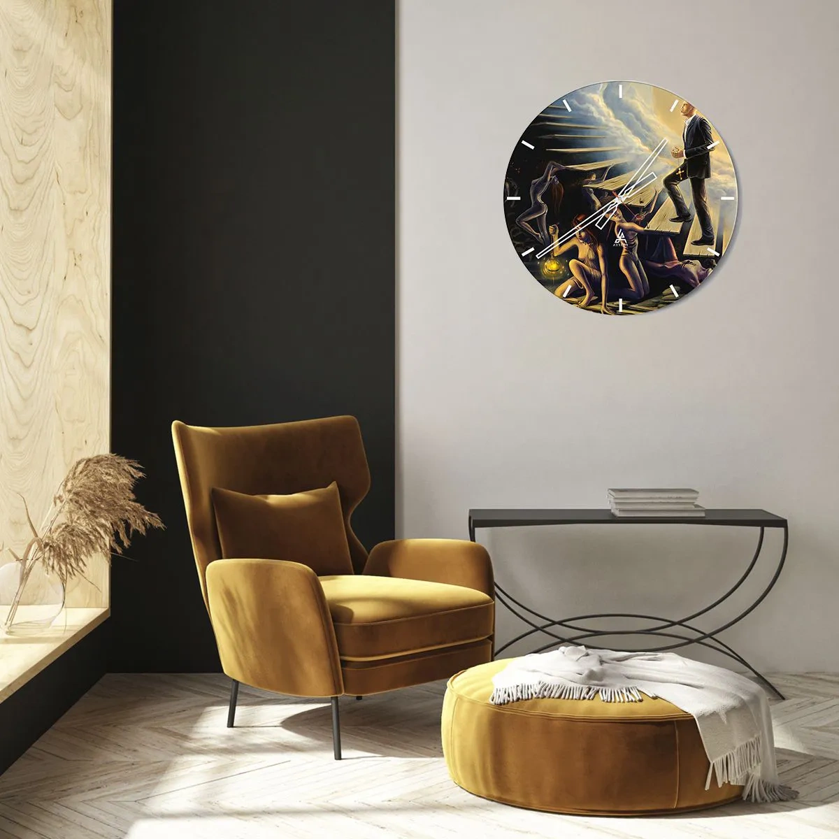 Relógio de parede - Relógio em vidro - A viagem de Dante à luz - 30x30 cm