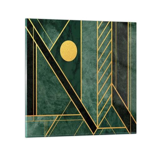Quadro em vidro - A dinâmica do ouro e do azul - 60x60 cm