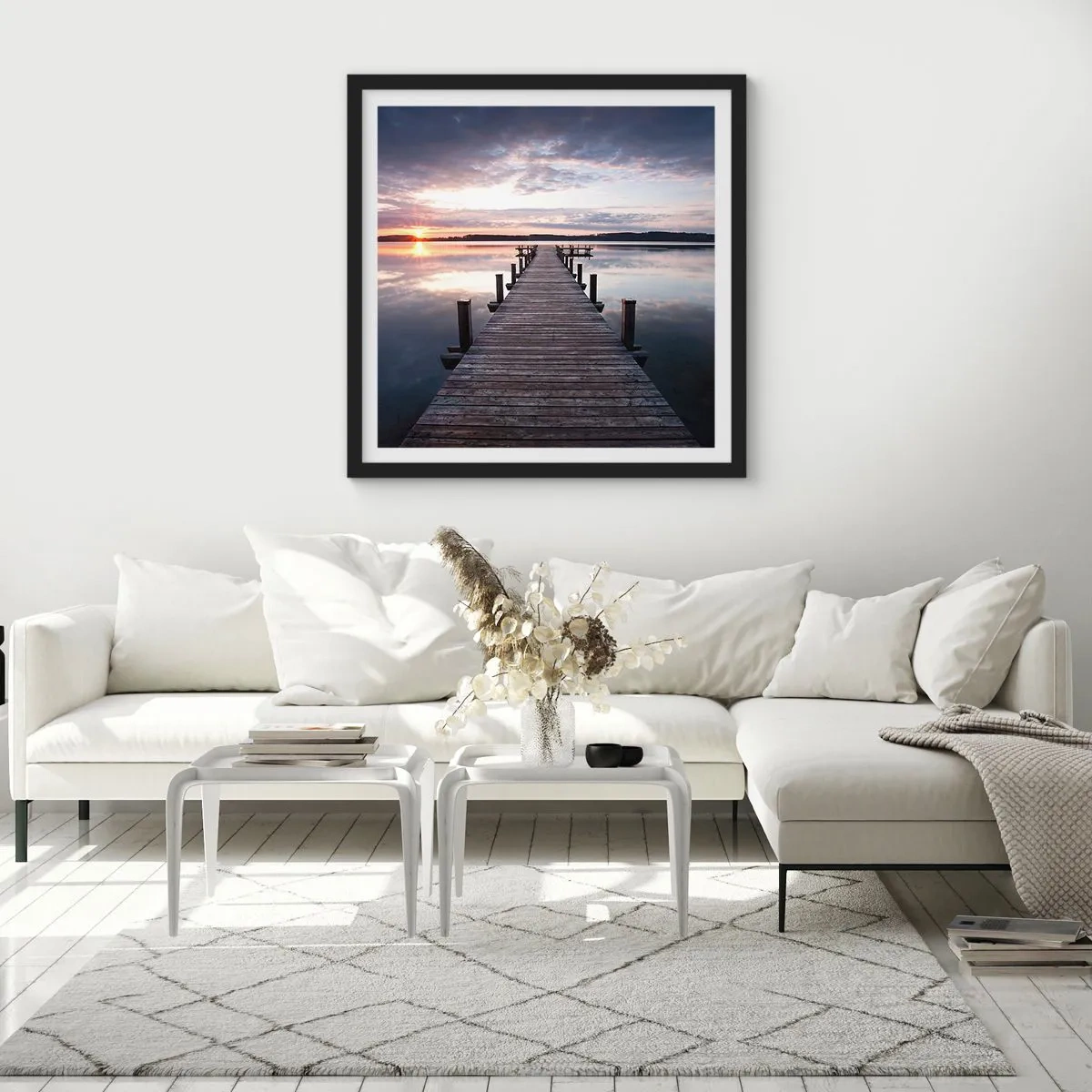 Pôster com moldura preta - A tranquila fronteira do dia e da noite - 40x40 cm