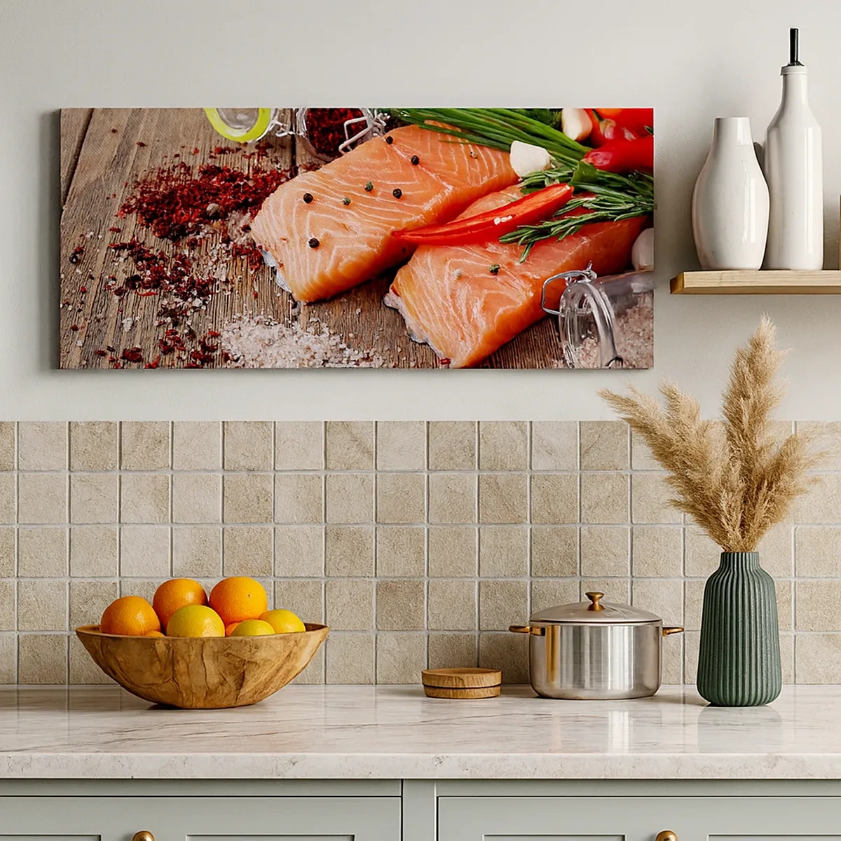 Quadro em tela - Aventura norueguesa na cozinha - 30x30 cm