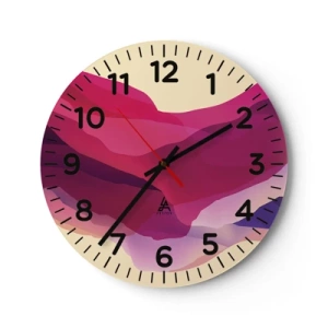 Relógio de parede - Relógio em vidro - Ondas de roxo - 30x30 cm