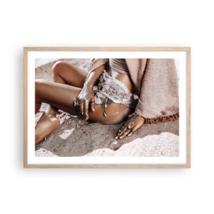 Pôster com moldura de carvalho claro - Expulsa pelas ondas? - 70x50 cm