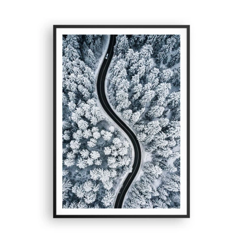 Pôster com moldura preta - Pelaa floresta no inverno - 70x100 cm