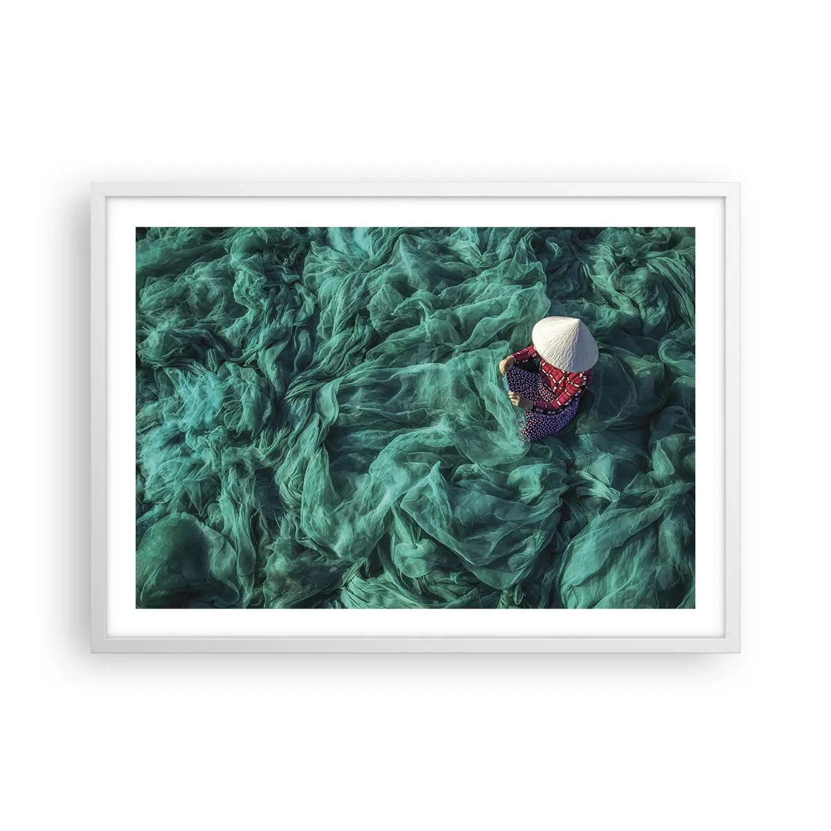 Pôster em moldura branca - Num mar de redes - 70x50 cm