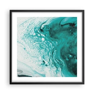 Pôster com moldura preta - Derreter a branco e turquesa - 50x50 cm