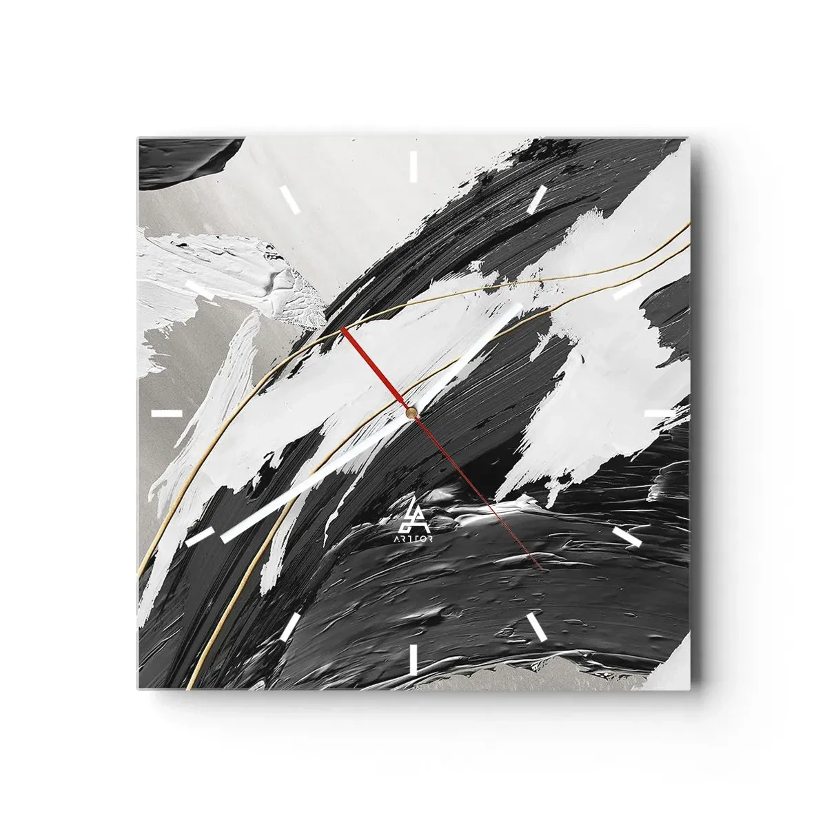 Relógio de parede - Relógio em vidro - Abstração em grande escala - 40x40 cm