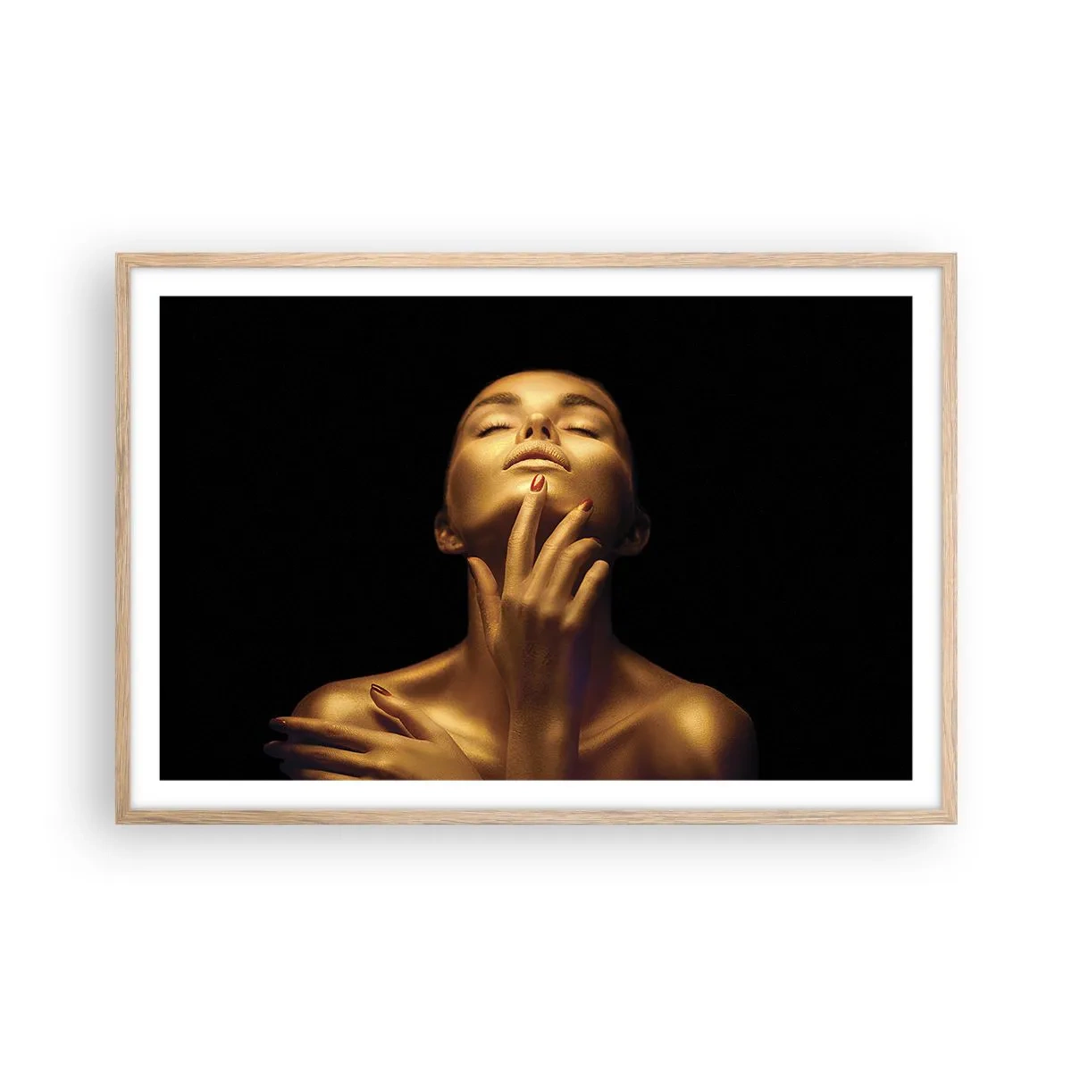 Pôster com moldura de carvalho claro - Como seda dourada - 91x61 cm