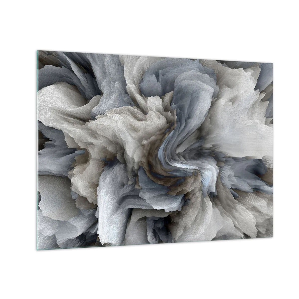 Quadro em vidro - Uma composição abstrata que lembra penas rodopiantes - 70x50cm - Pedra e flor - Decoração de parede moderna para a sala de estar e quarto ARTTOR